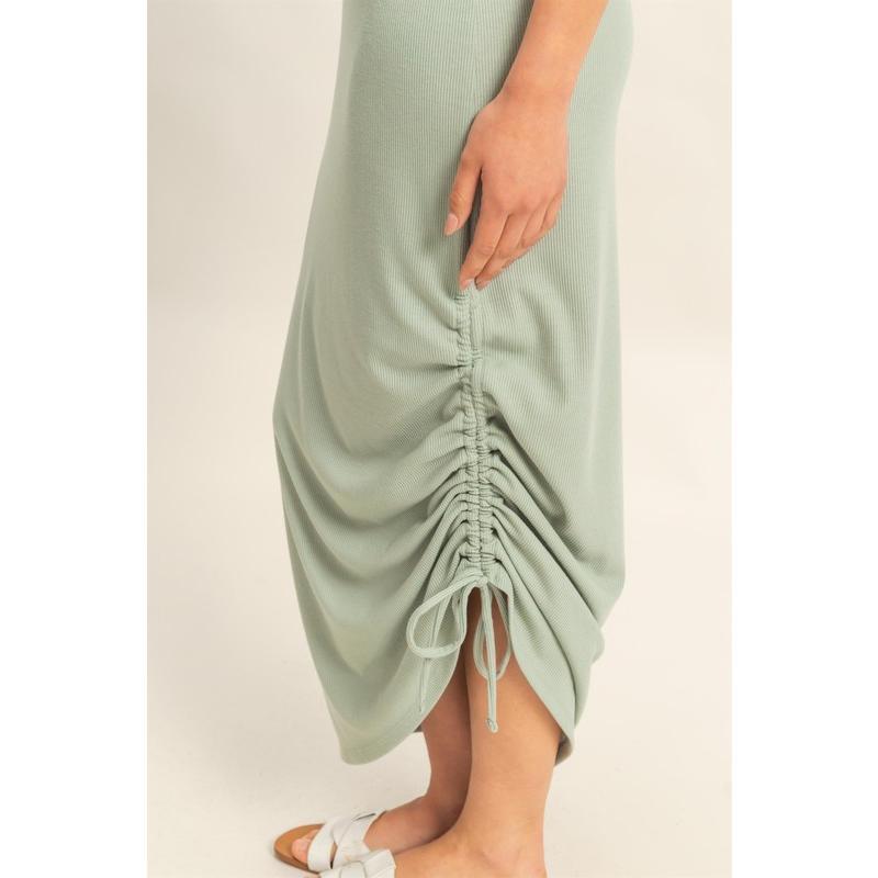 HYFVE Scoop Neck Side Tie Detail Midi Dress