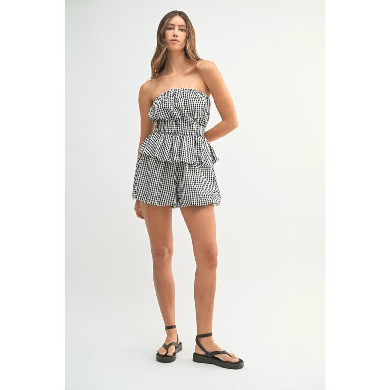 MABLE Gingham Tube Top and Shorts Set