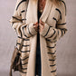 Black Stripe Shawl Neckline Open Cardigan with Pockets