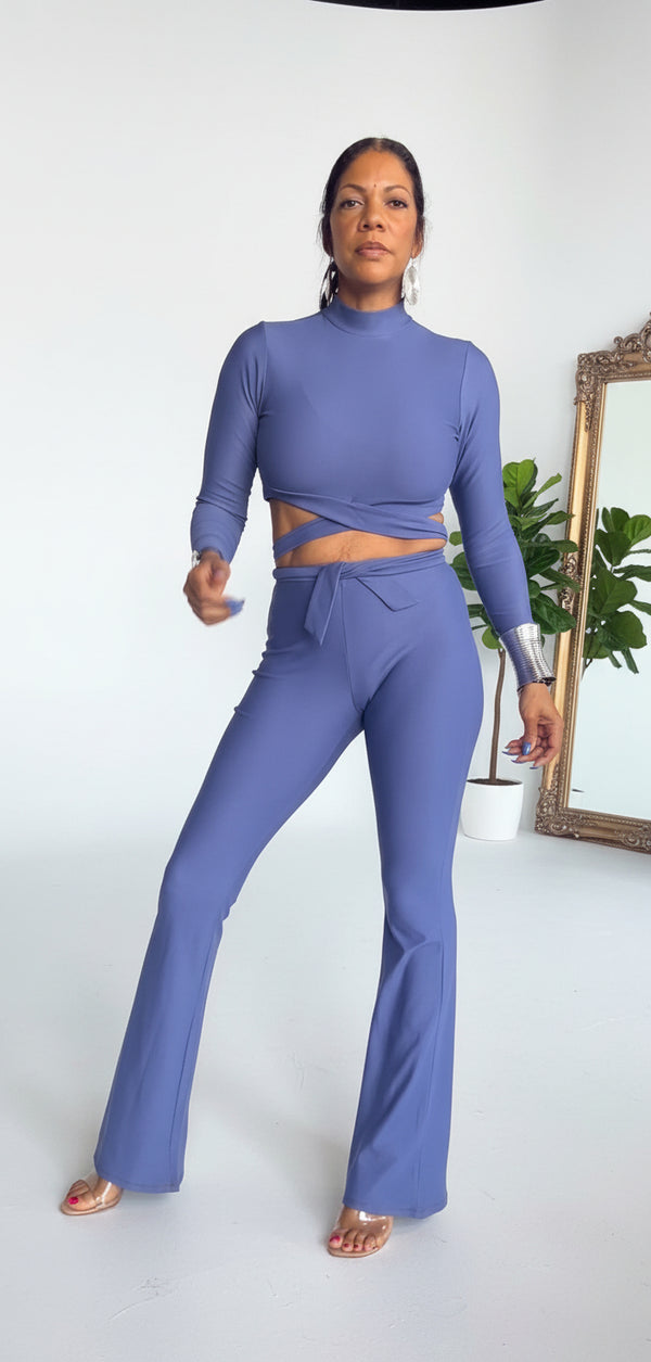 Alpha C 2 piece casual long sleeve crop top and pants