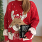 Reindeer Mock Neck Long Sleeve Sweater