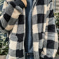 Double Take Full Size Plaid Long Sleeve Hooded Coat