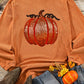 Apricot Crinkle Ribbed Halloween Sequin Pumpkin Graphic Sweatshirt