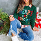 Blackish Green Merry And Bright Cable Knit Pullover Sweatshirt