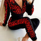 Segovia leopard print tracksuit set, red