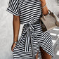 Striped print mini dress, black