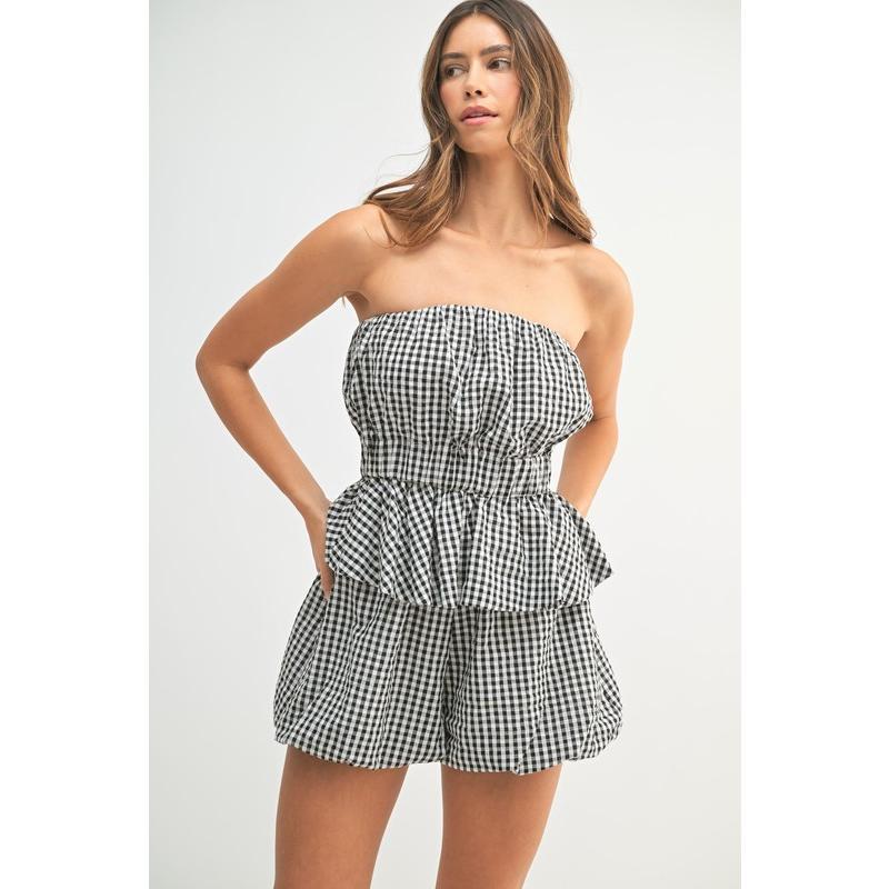 MABLE Gingham Tube Top and Shorts Set