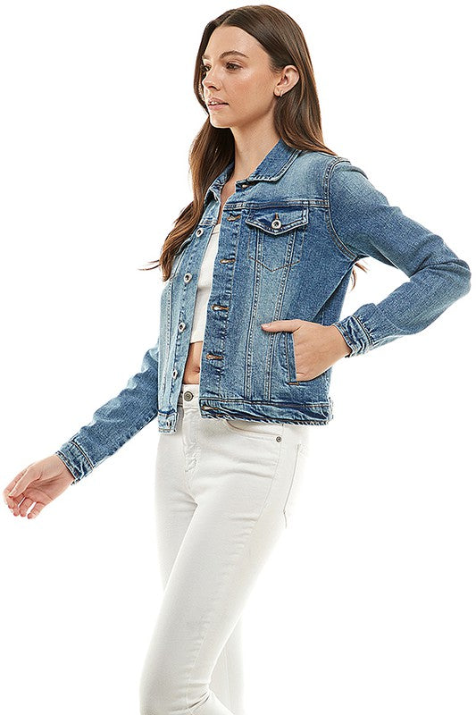 Spandex  Ladies  Casual Denim Jacket