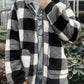 Double Take Full Size Plaid Long Sleeve Hooded Coat