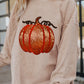 Apricot Crinkle Ribbed Halloween Sequin Pumpkin Graphic Sweatshirt