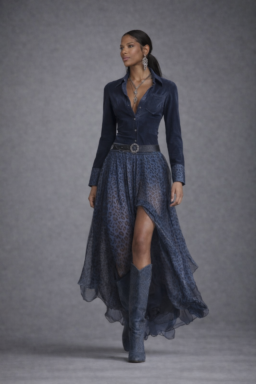 Leopard Button Front Slit Maxi Dress