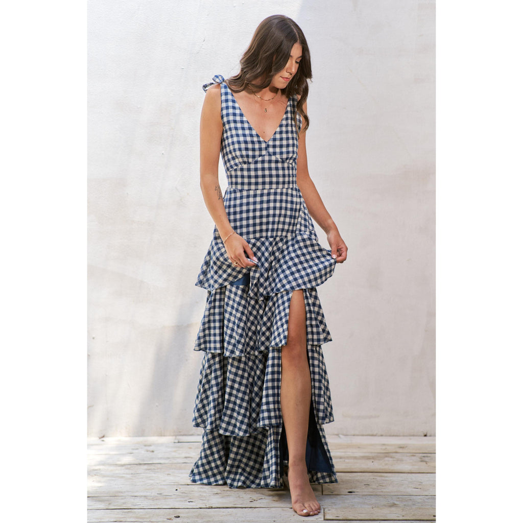 Jade By Jane Gingham Tiered Maxi Dress