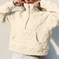 Double Take Half Zip Long Sleeve Quilted Sweatshirt with Pocket