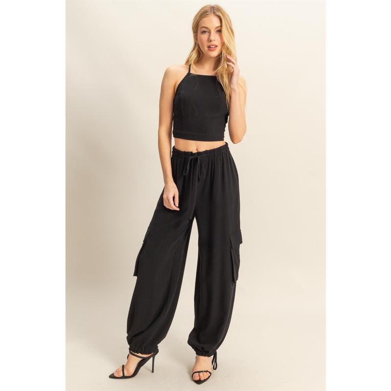 HYFVE Crop Top and Cargo Pants Set
