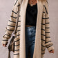 Black Stripe Shawl Neckline Open Cardigan with Pockets