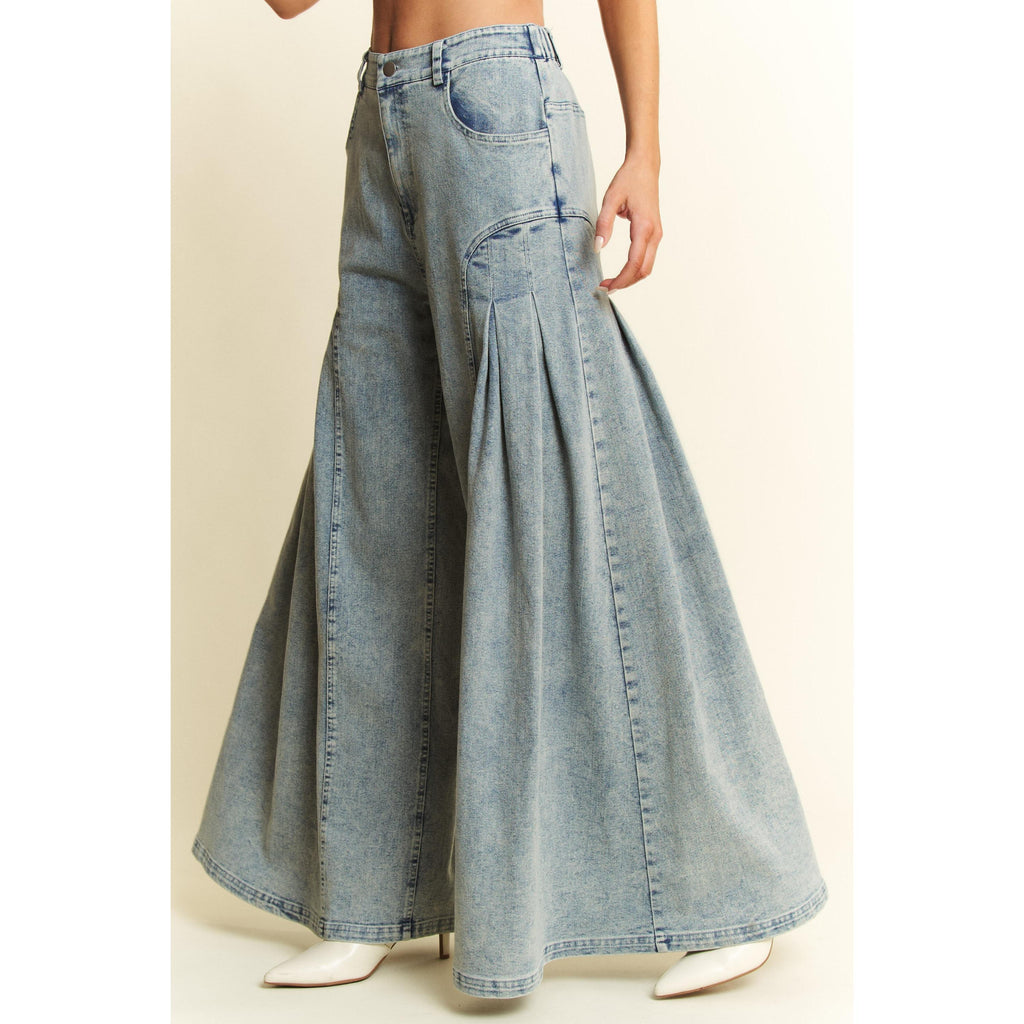 Jade By Jane High-Waist Pleated Wide Leg Jeans