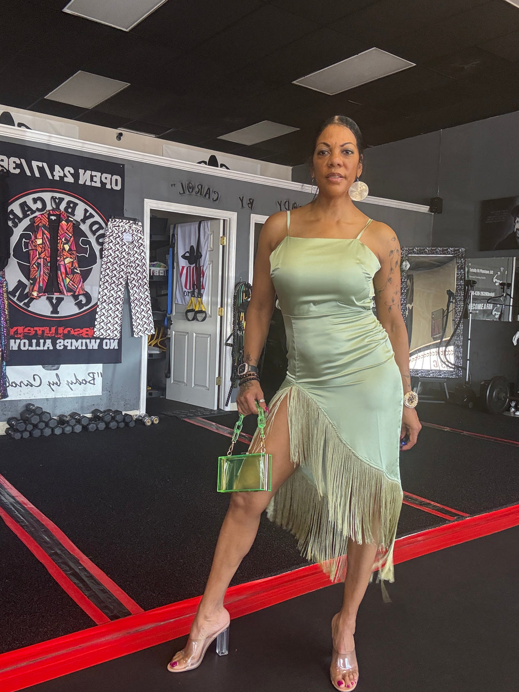 Fringe High-Low Square Neck Cami Dress