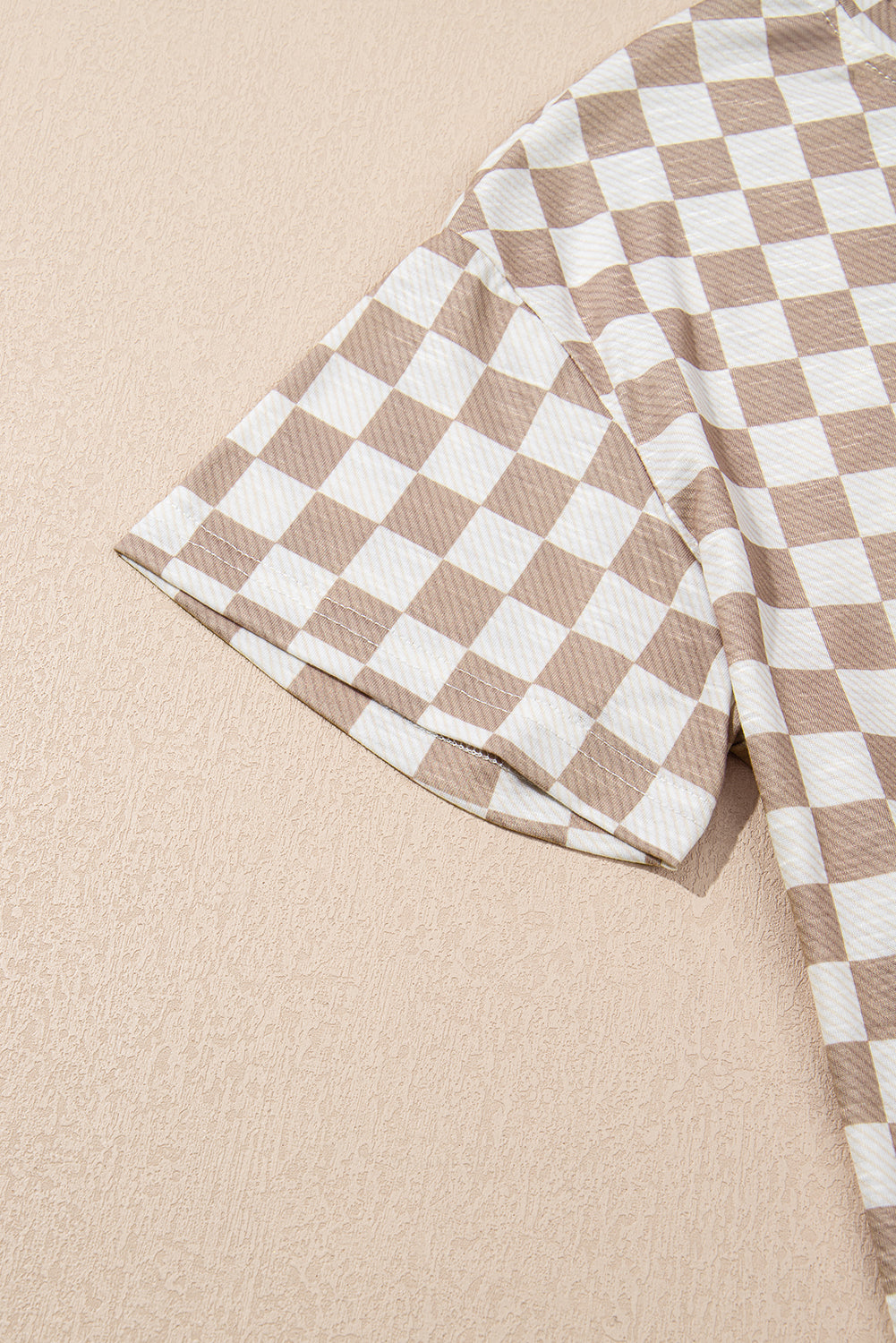 Brown Checkerboard T Shirt and High Waist Skorts 2 Piece Outfit