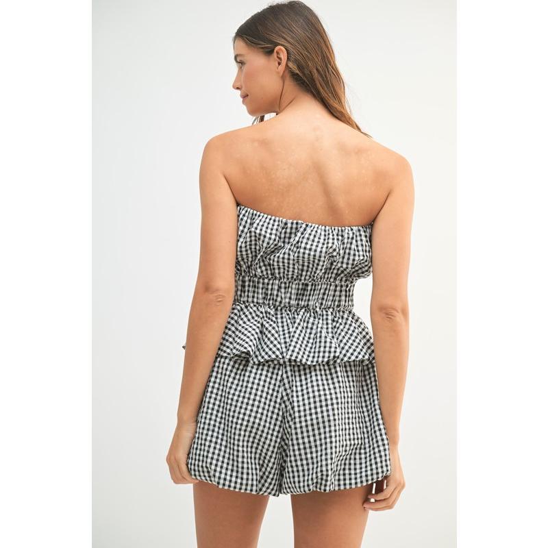 MABLE Gingham Tube Top and Shorts Set