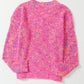 Alpha C Apparel Dark Pink Colorful Spots Knitted V Neck Casual Sweater