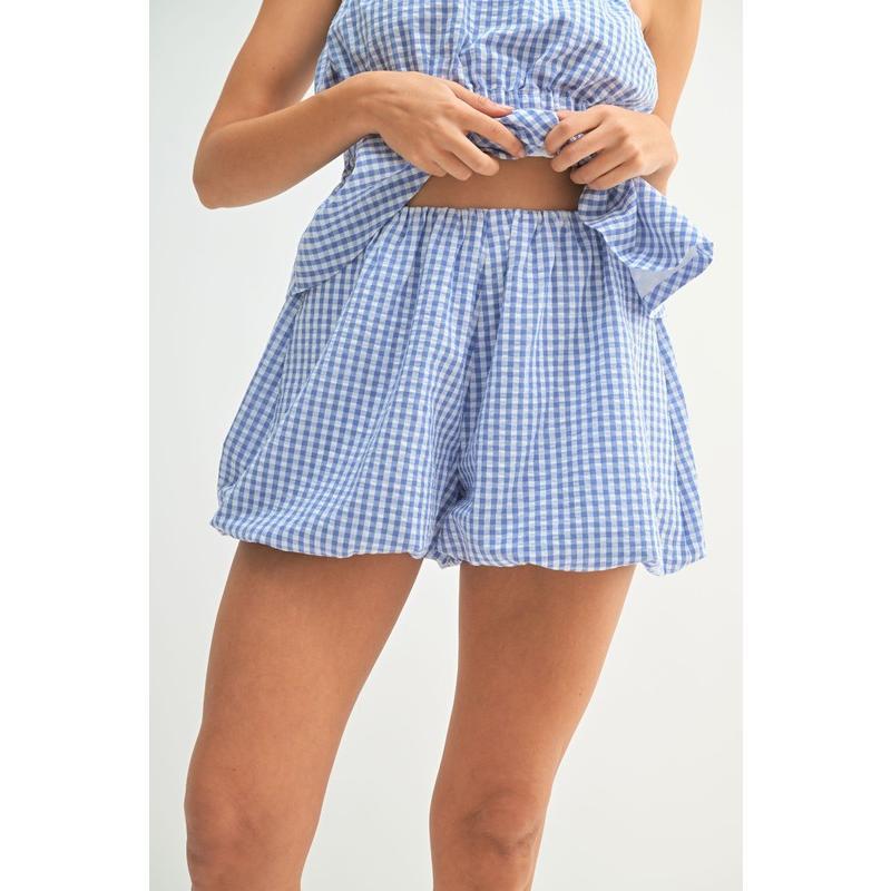 MABLE Gingham Tube Top and Shorts Set