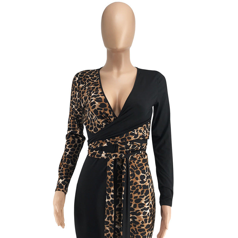 Leopard print belted dress