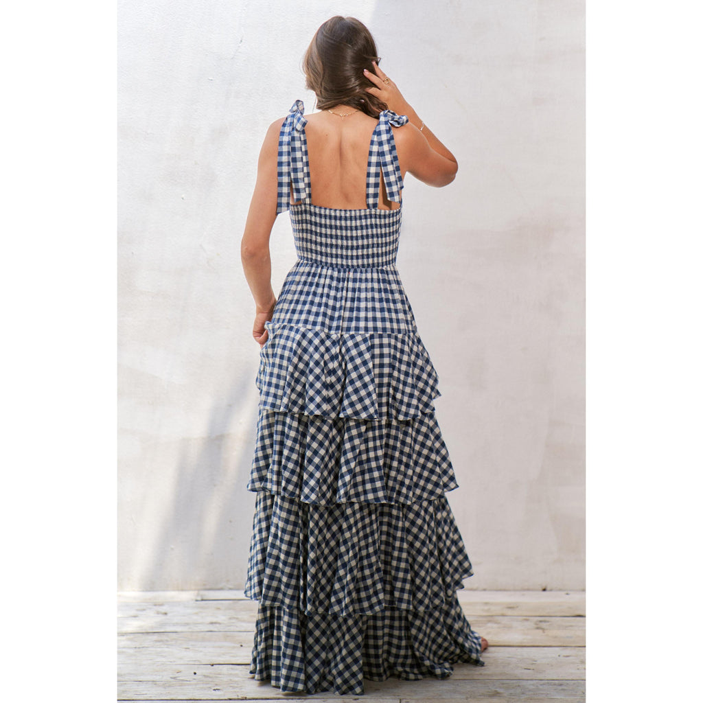 Jade By Jane Gingham Tiered Maxi Dress