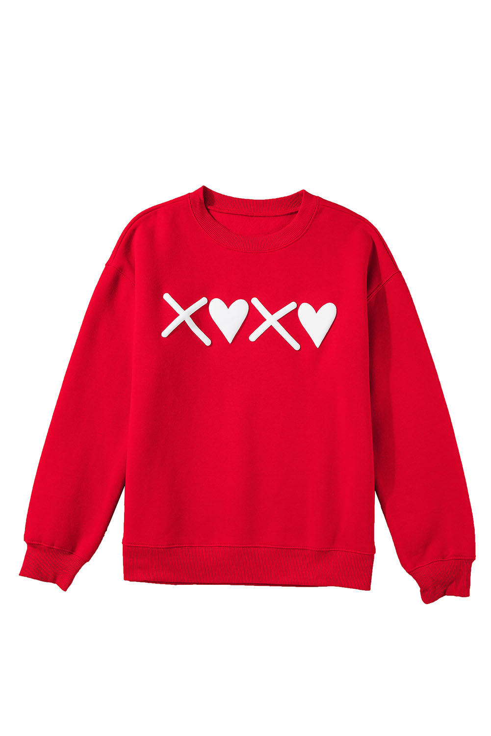 Red XOXO Heart Print Valentine Graphic Sweatshirt