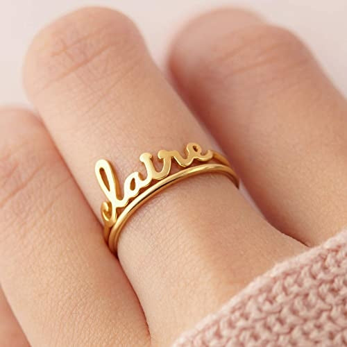 Stackable Name Ring, Stackable Mother Rings, Minimalist Ring, Mom Ring