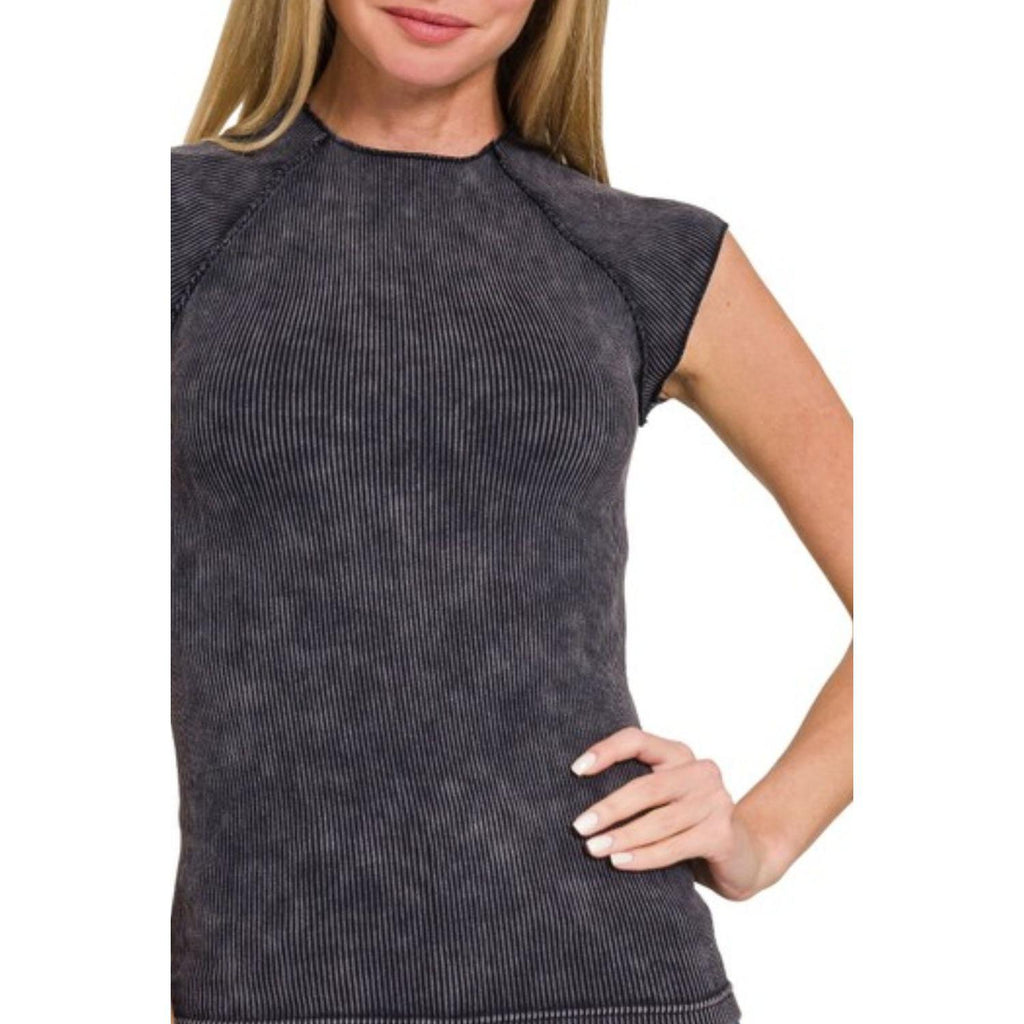 Zenana Washed Ribbed Seamless Top
