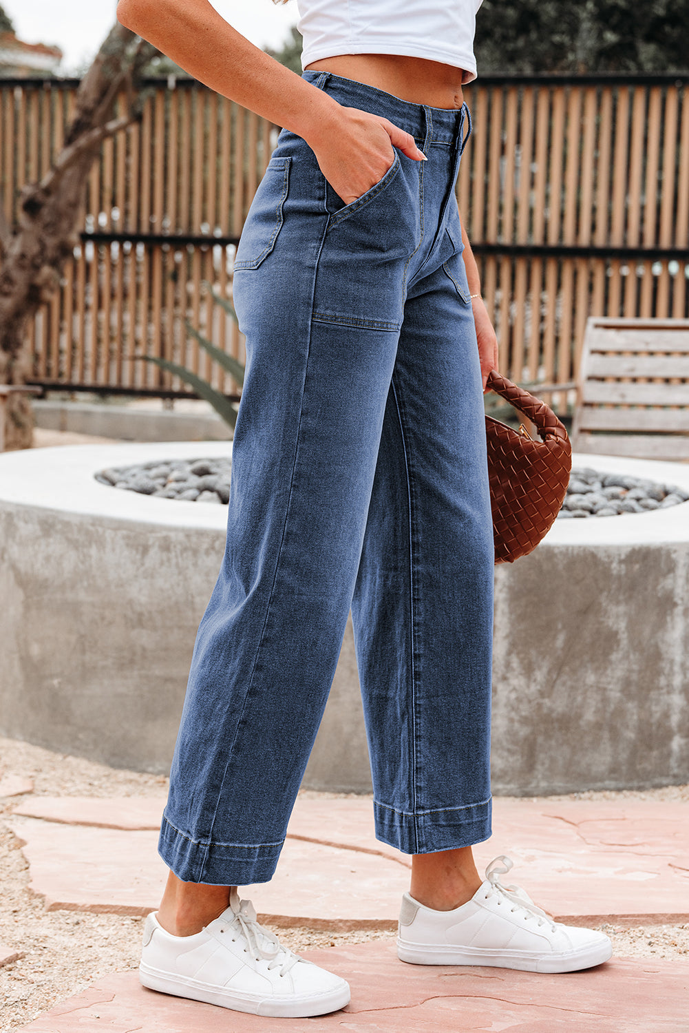 Ashleigh Blue Cropped High Rise Wide Leg Jeans