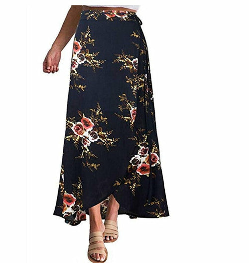 Women Bohemian Skirt Irregular Split Beach Skirt