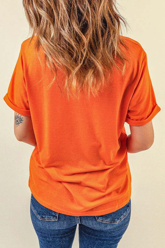 Orange SPOOKY SEASON Sequin Ghost Graphic Tee