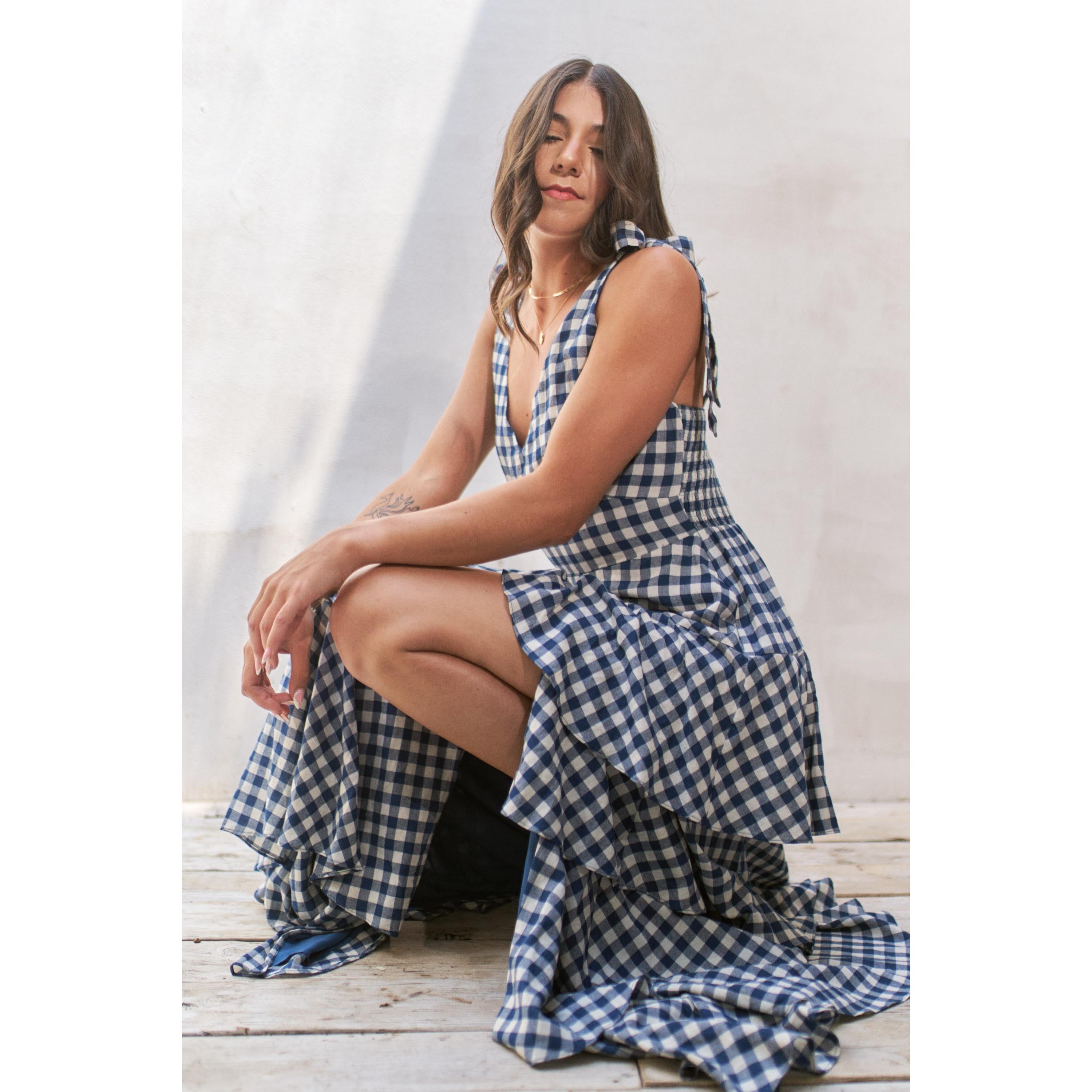 Jade By Jane Gingham Tiered Maxi Dress