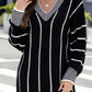 Striped V-Neck Long Sleeve Sweater