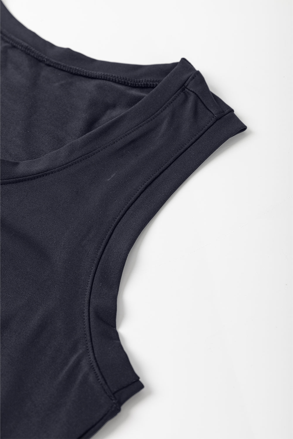 Black Casual Tank Style Tie Waist Pocketed Jogger Jumpsuit