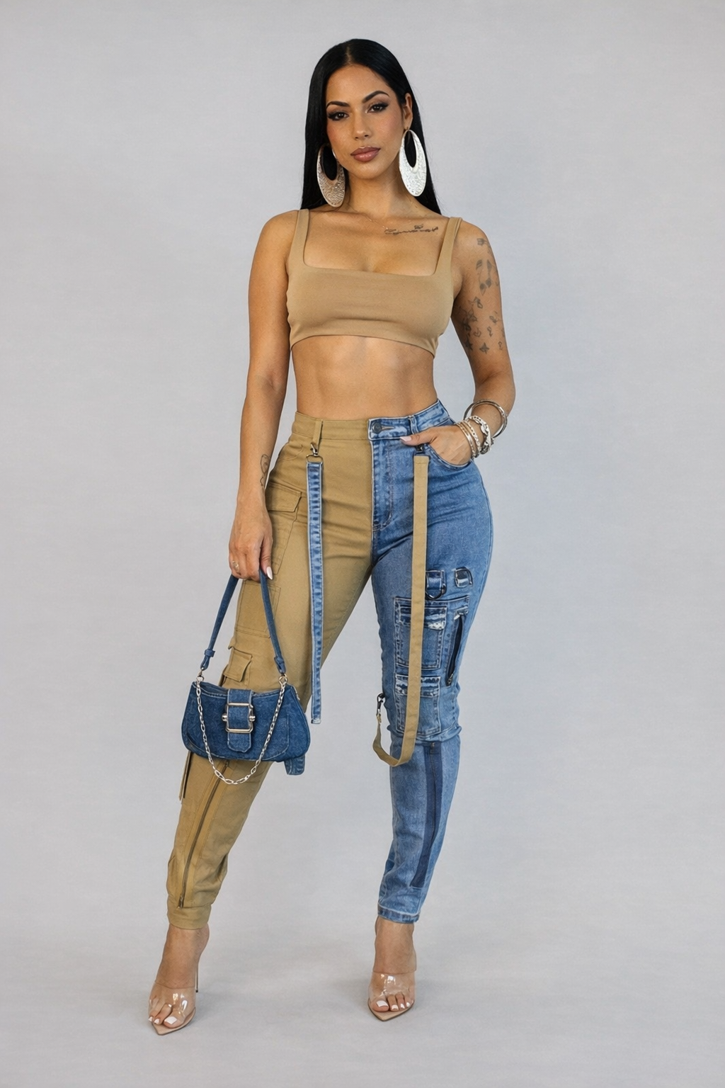 OUT FOR A CHANGE PANTS -
DENIM-BEIGE