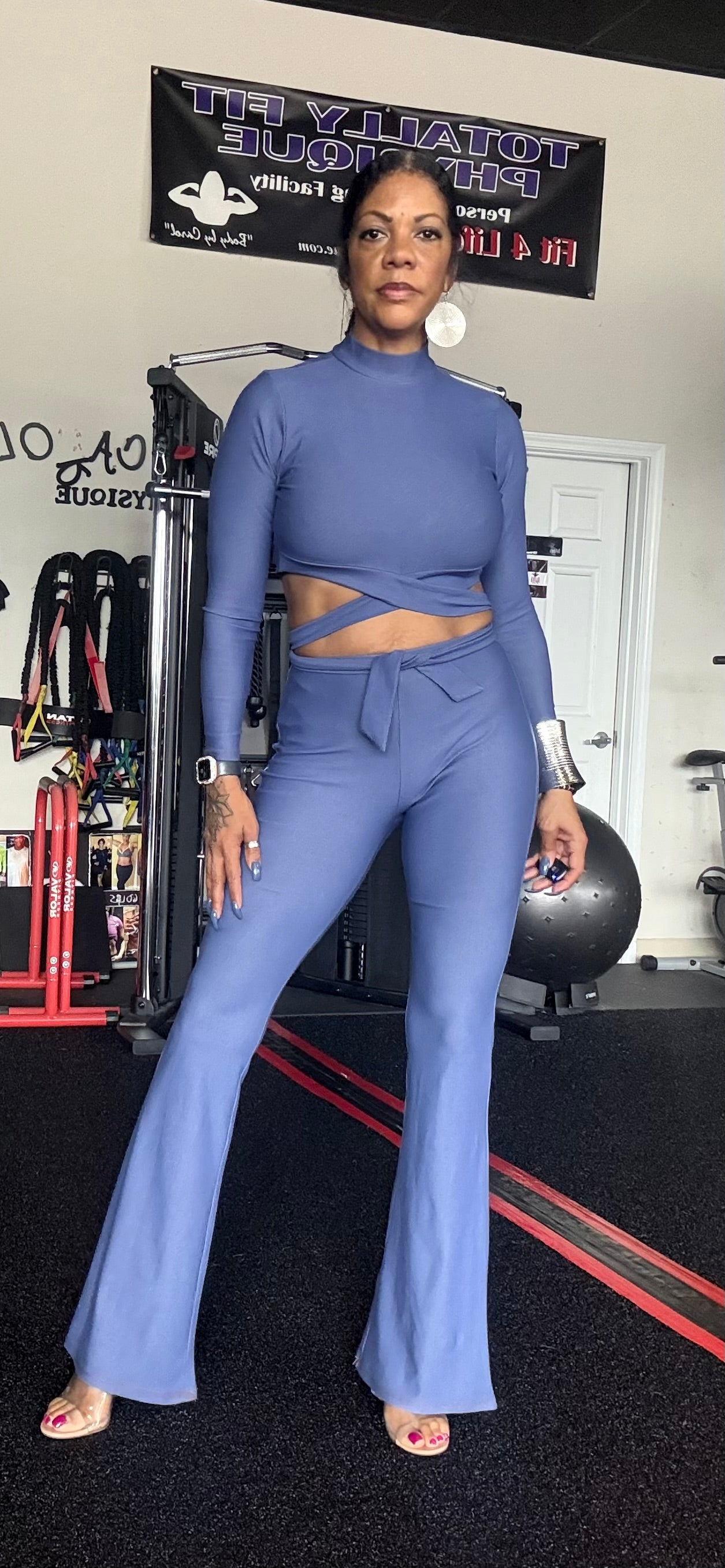 Alpha C 2 piece casual long sleeve crop top and pants