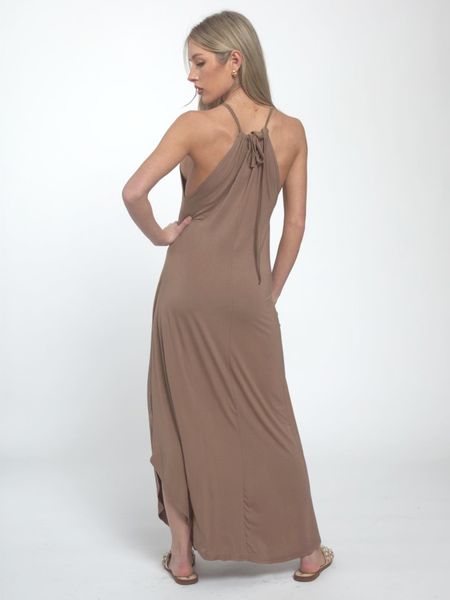 Women's Summer Halter Sleeveless Side Slit Maxi Dress Beach