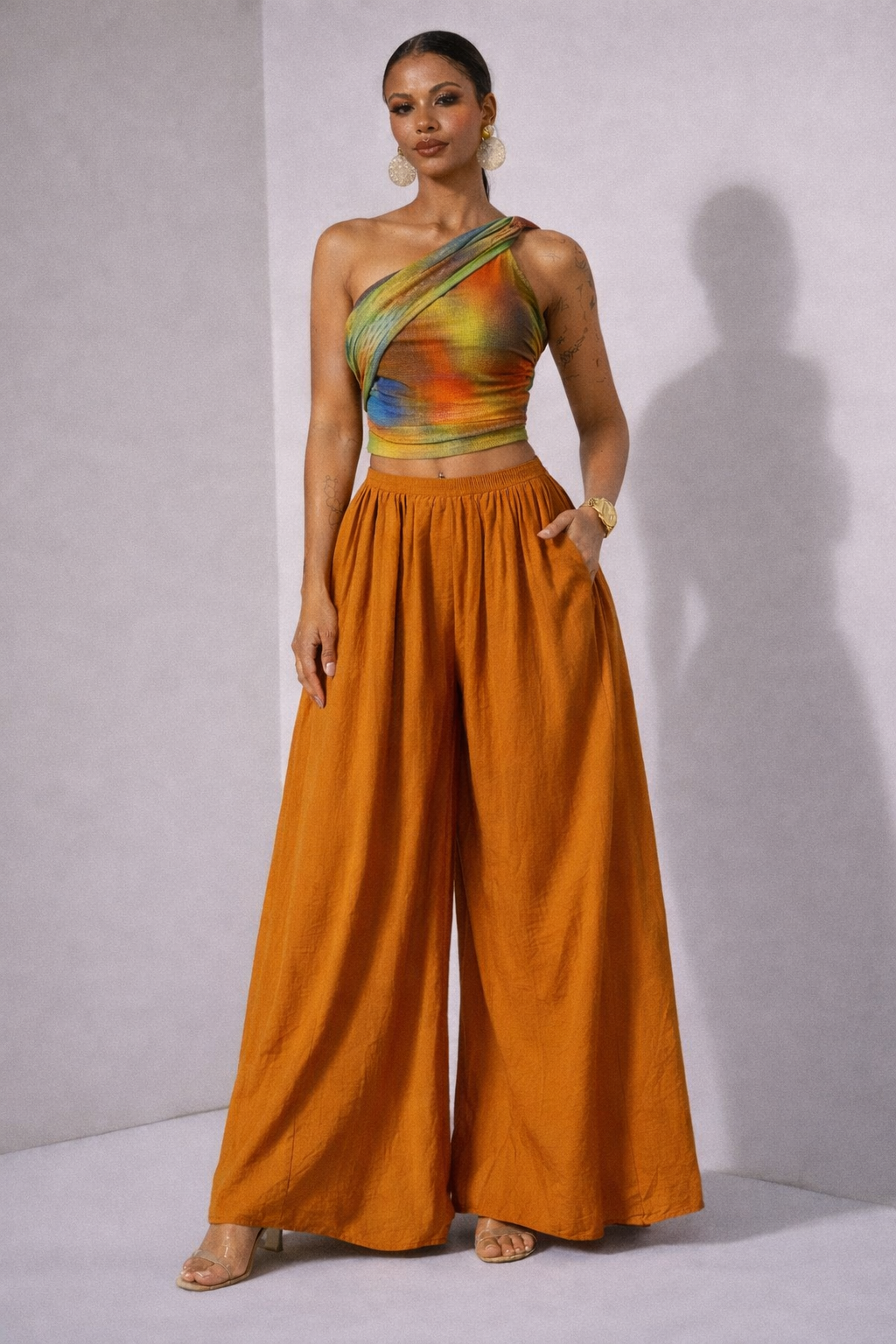 Hauture Sexy Summer Vacation Abstract Printed Twist One Shoulder Top