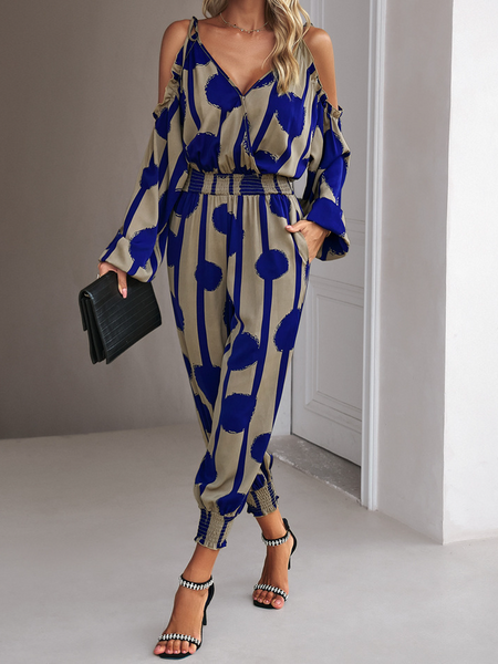 High Waist Dot Print Long Jumpsuit