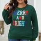 Blackish Green Merry And Bright Cable Knit Pullover Sweatshirt