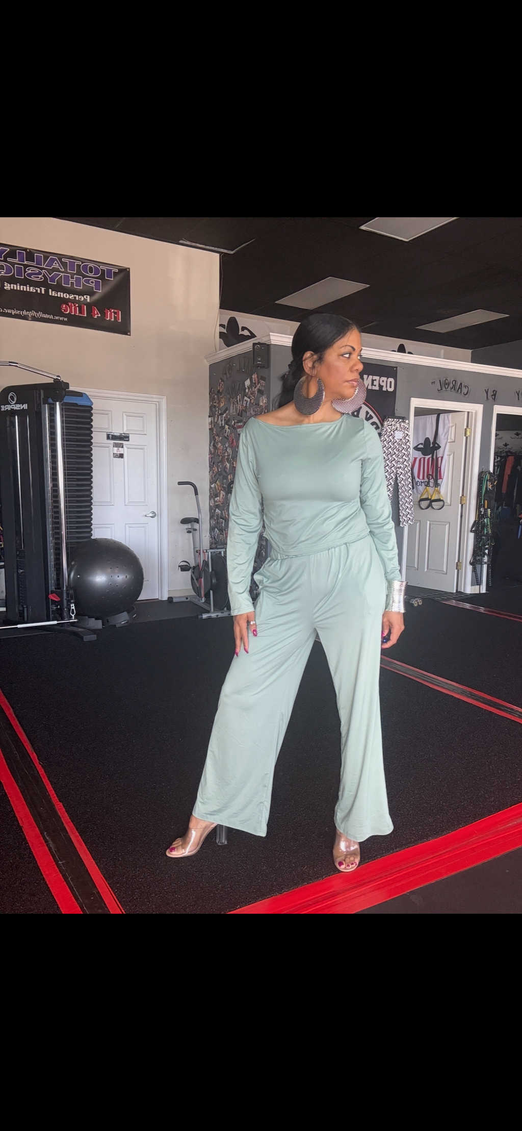 Boat Neck Long Sleeve Top and Pants Set