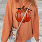 Apricot Crinkle Ribbed Halloween Sequin Pumpkin Graphic Sweatshirt