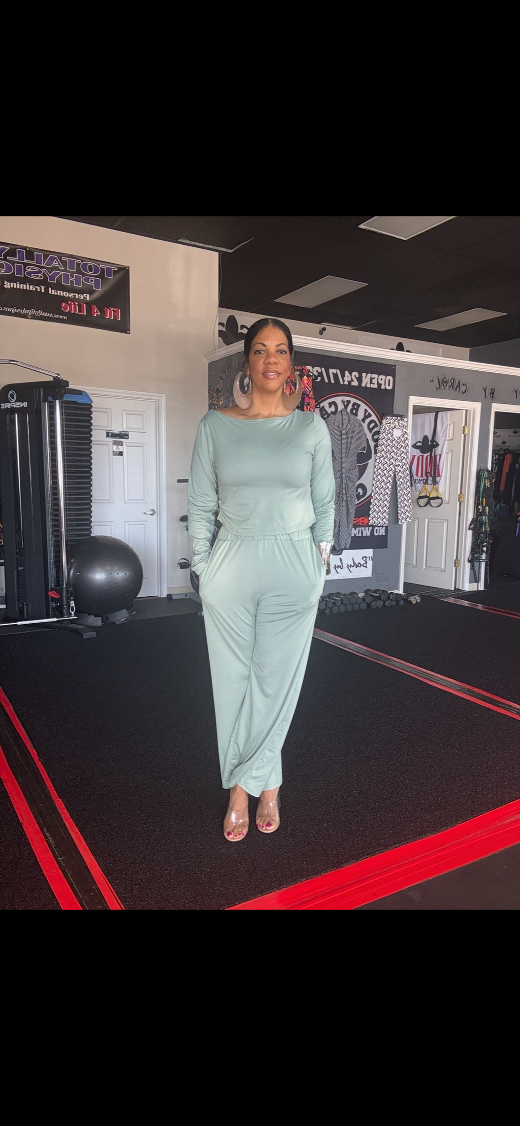 Boat Neck Long Sleeve Top and Pants Set