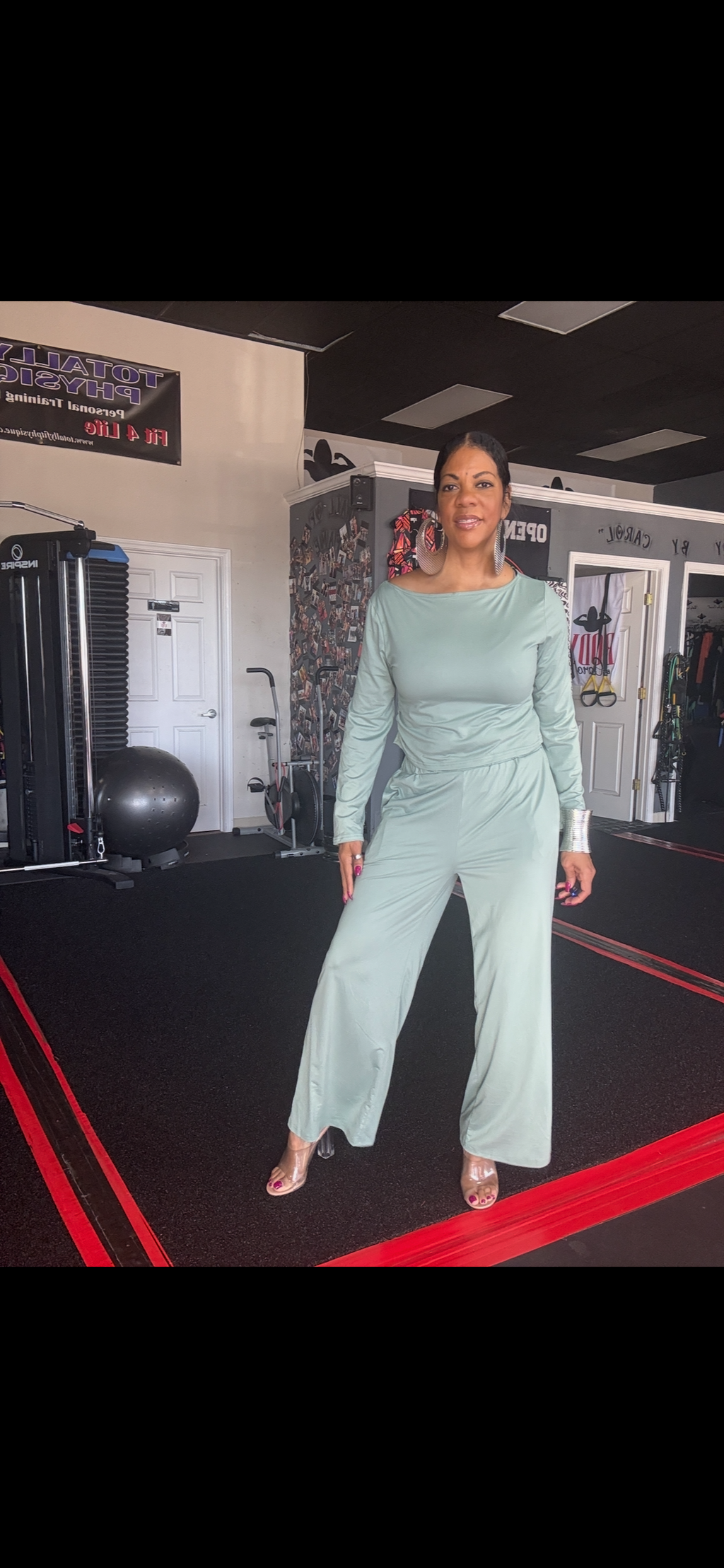 Boat Neck Long Sleeve Top and Pants Set