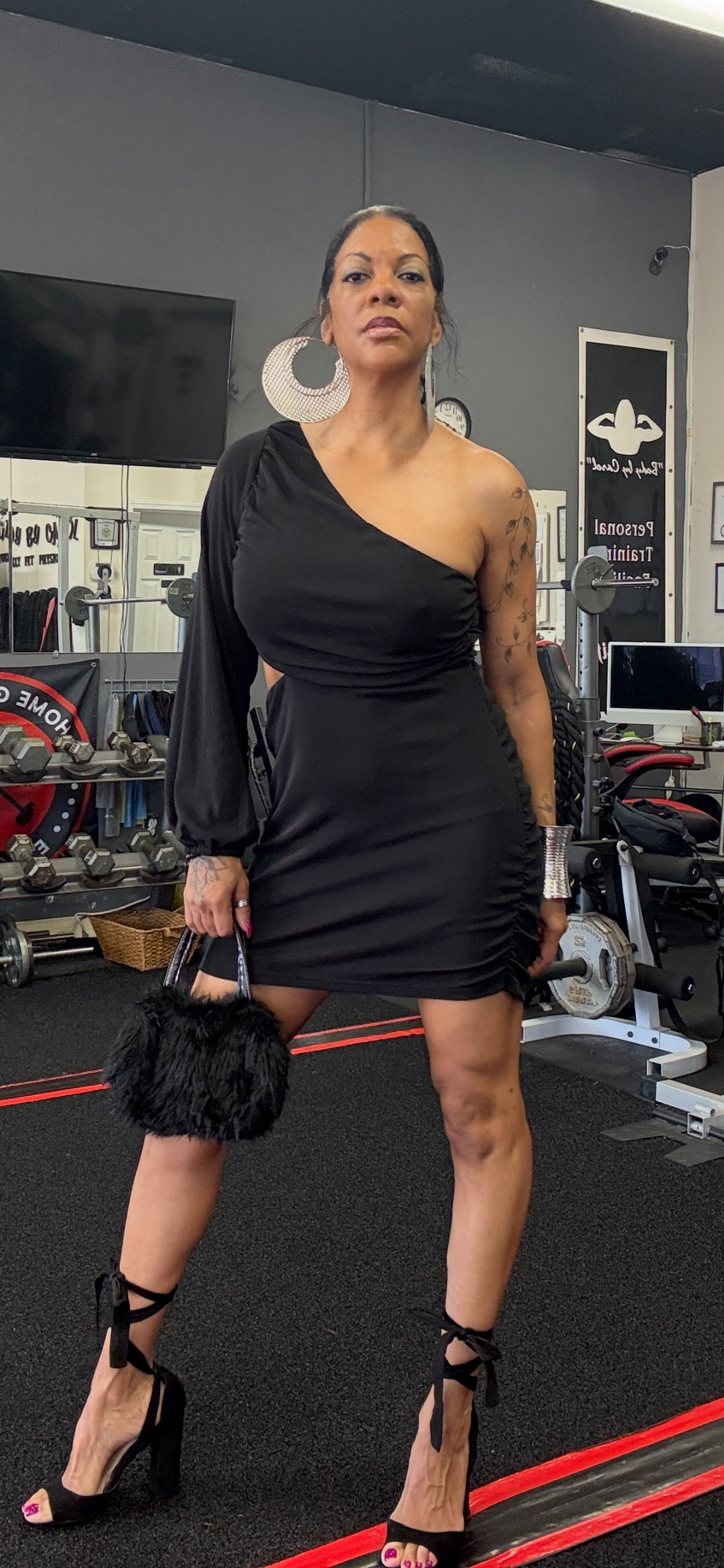 Black Asymmetric One Shoulder Cutout Bodycon Dress