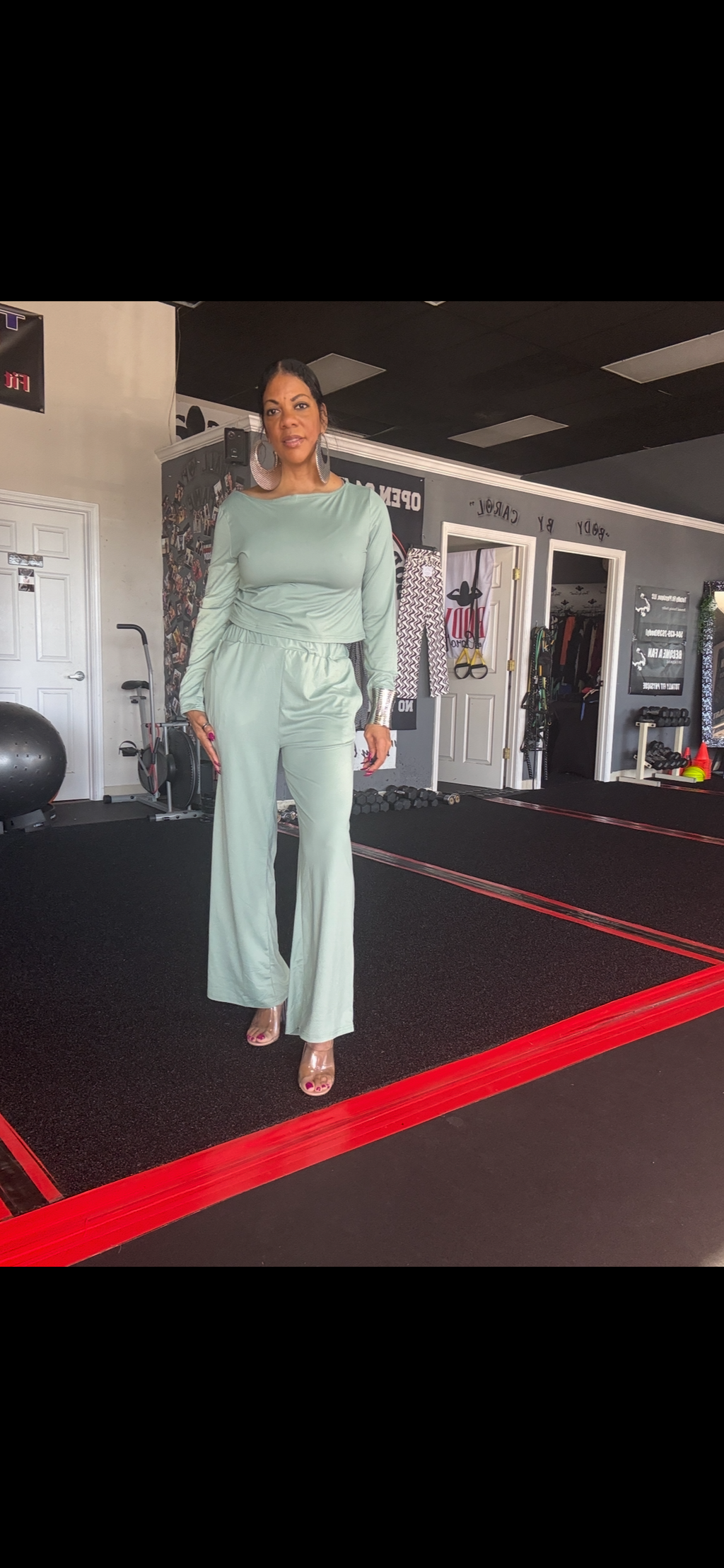 Boat Neck Long Sleeve Top and Pants Set