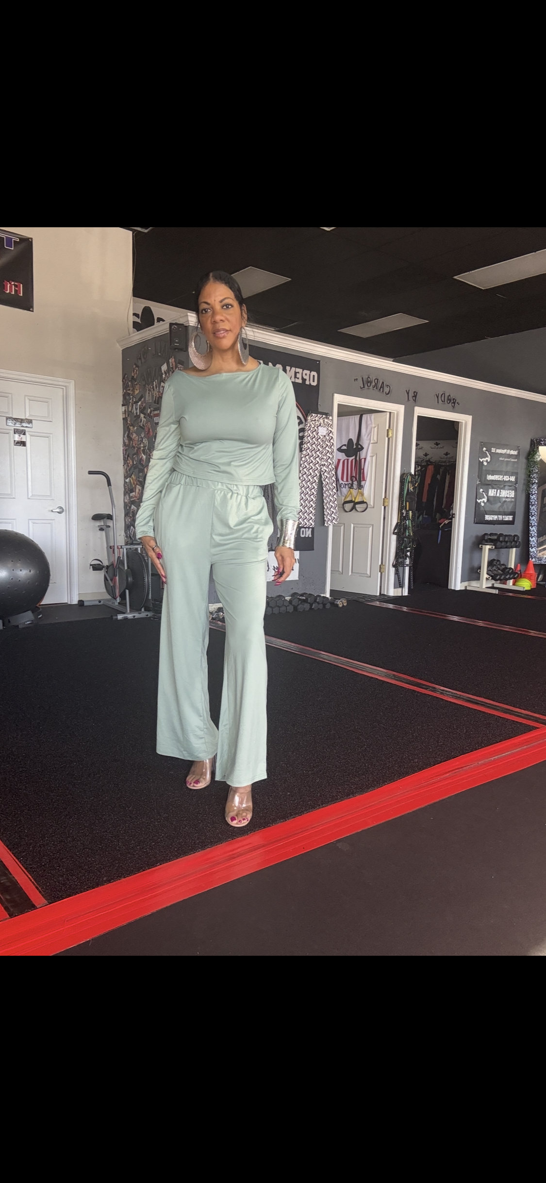 Boat Neck Long Sleeve Top and Pants Set