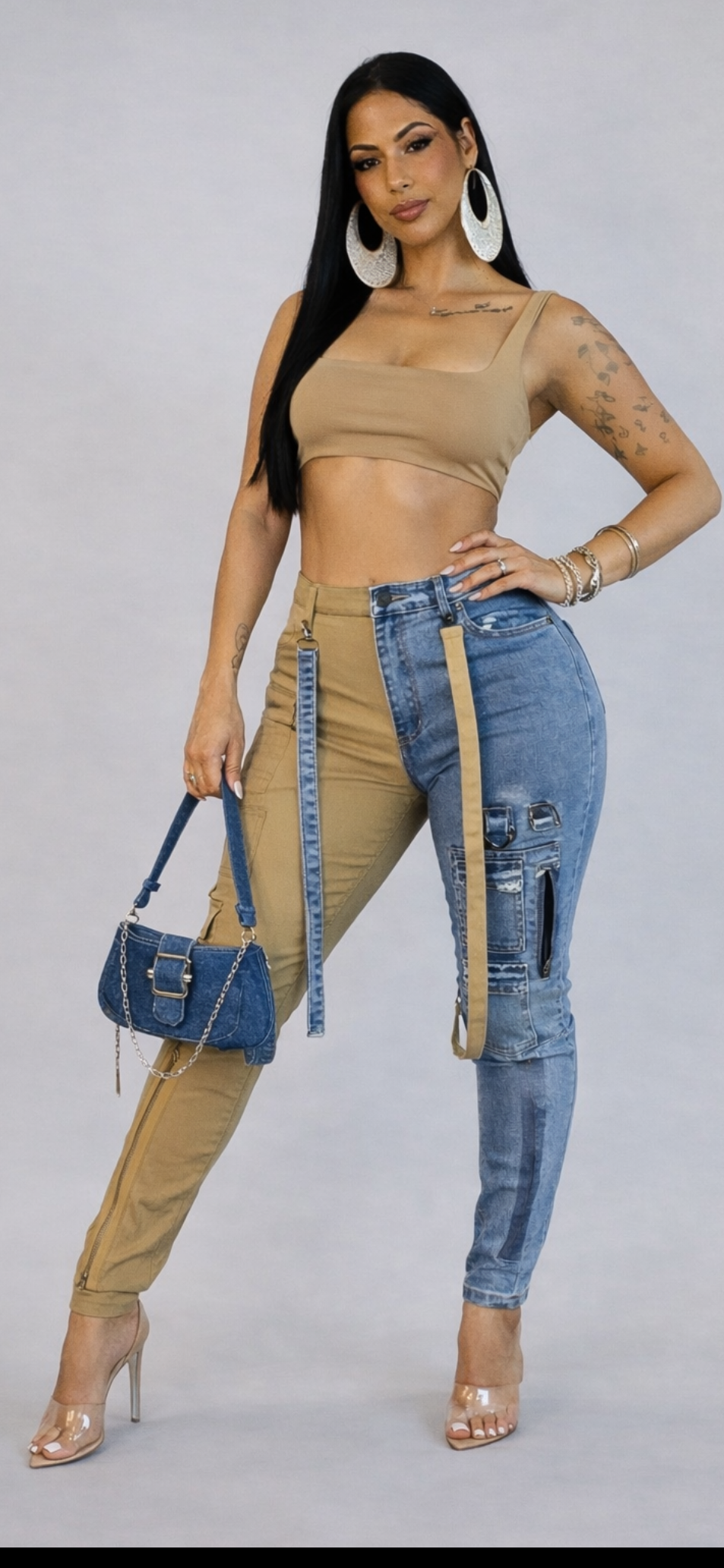 OUT FOR A CHANGE PANTS -
DENIM-BEIGE